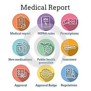 Medical Report outline or line flat vector icon - mobile application or button design - Vector design logo for mobile app