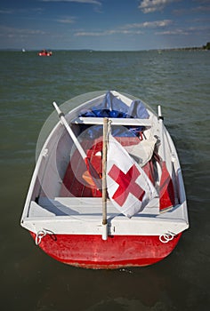 Medical rescue boat float on Lake Balaton