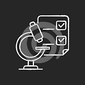 Medical research chalk white icon on black background