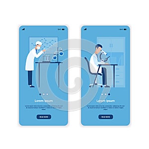 Medical research concept. Doctors in science hospital laboratory working with analyzes and tests, templates for clinic