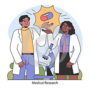 Medical Research concept. Flat vector illustration.