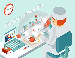 Medical research 3d isometric concept photo
