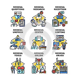 Medical Research Set Icons Vector Illustrations