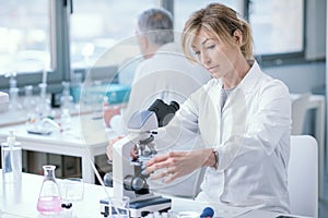 Medical researcher working in the lab