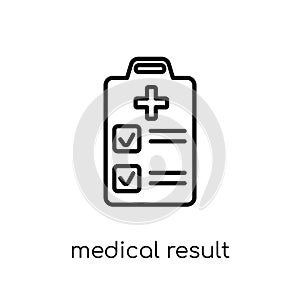 Medical result icon. Trendy modern flat linear vector Medical re