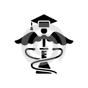 Medical school for research black glyph icon