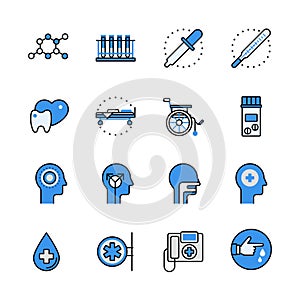 Medical science equipment lineart web flat vector