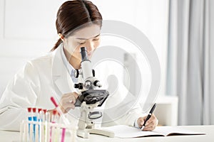 Medical or scientific researcher working in lab