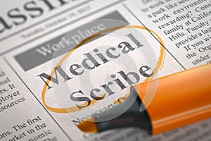 Medical Scribe Job Vacancy. 3D.