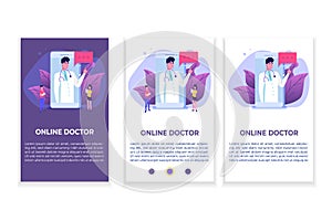 Medical service, app page screen. Doctor online concept.