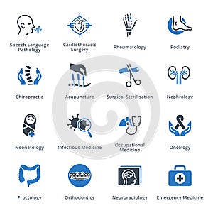 Medical Services & Specialties Icons Set 4 - Blue Series