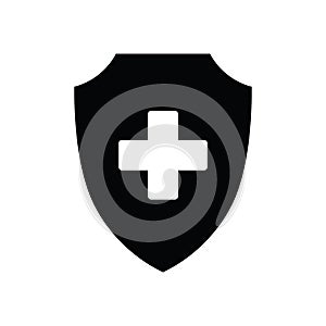 Medical shield icon.  Medical protection sign