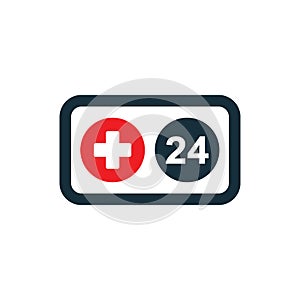 Medical sign nonstop phone icon on white background