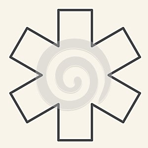 Medical sign star of life thin line icon. Hospital ambulance star outline style pictogram on white background. Medicine