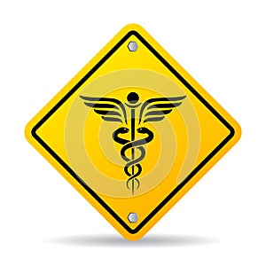 Medical snake caduceus vector sign