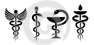 Medical snake symbol, caduceus icon photo