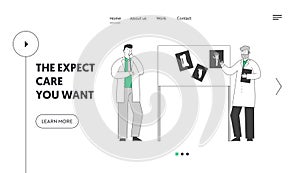 Medical Specialists Concilium Website Landing Page. Doctors Consultation Meeting in Hospital Stand at Laboratory