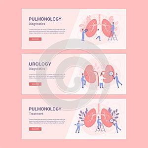 Medical specialty and examination header. Pulmonologist and urologist.