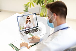 Medical staff having video conference photo