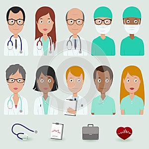 Medical staff people. Doctors and nurses. Vector illustration