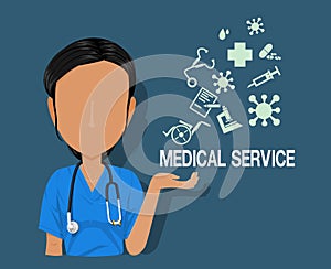 Medical staff show medical service info graphic