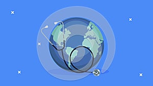 medical stethoscope with earth planet
