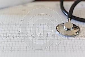 Medical stethoscope and ECG test - Electrocardiogram
