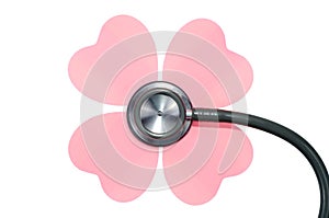 Medical stethoscope flower or phonendoscope isolated on white.