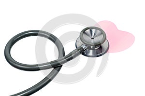 Medical stethoscope flower or phonendoscope isolated on white.