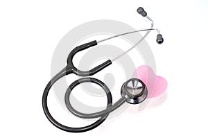 Medical stethoscope flower or phonendoscope isolated on white.