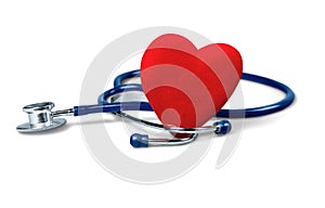 Medical Stethoscope with Heart isolated on white