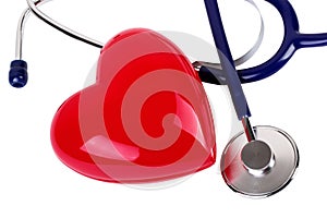 Medical stethoscope and red heart