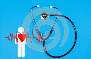 Medical stethoscope and red heart. Health Insurance Concepts