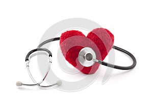 Medical stethoscope with red plush heart