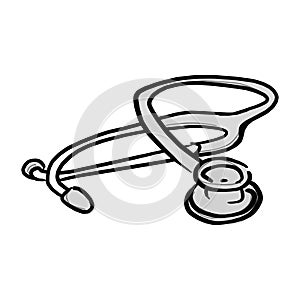 Medical stethoscope vector illustration sketch hand drawn with b