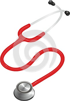 Medical stethoscope on a white background.