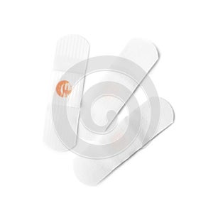 Medical sticking plasters isolated on white. First aid item