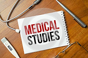 medical studies words on the white notepad