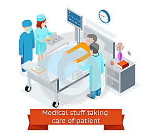 Medical stuff taking care of patient in the