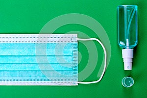 Medical supplies on a colored background as an attribute of the fight against coronavirus