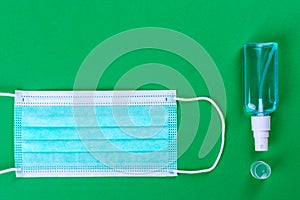 Medical supplies on a colored background as an attribute of the fight against coronavirus