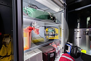 Medical supplies in fire truck.