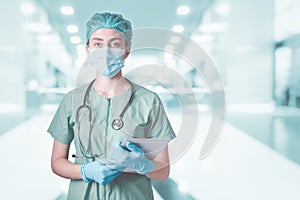 Medical Surgical Doctor and Health Care, Portrait of Surgeon Doctor in PPE Equipment in Examination Room. Medicine Female Doctors