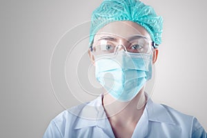 Medical Surgical Doctor and Health Care, Portrait of Surgeon Doctor in PPE Equipment on Isolated Background. Medicine Female