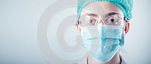 Medical Surgical Doctor and Health Care, Portrait of Surgeon Doctor in PPE Equipment on Isolated Background. Medicine Female