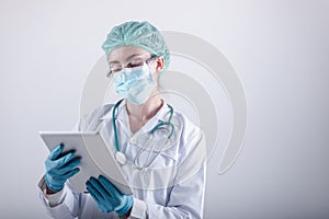 Medical Surgical Doctor and Health Care, Portrait of Surgeon Doctor in PPE Equipment on Isolated Background. Medicine Female