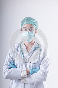 Medical Surgical Doctor and Health Care, Portrait of Surgeon Doctor in PPE Equipment on Isolated Background. Medicine Female