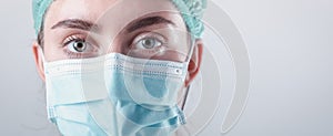 Medical Surgical Doctor and Health Care, Portrait of Surgeon Doctor in PPE Equipment on Isolated Background. Medicine Female