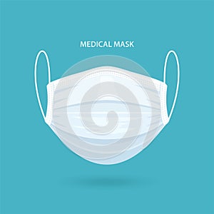 Medical or Surgical Face Mask. Virus Protection. Breathing Respirator Mask. Health Care Concept. Vector photo