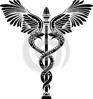 Medical symbol caduceus stencil